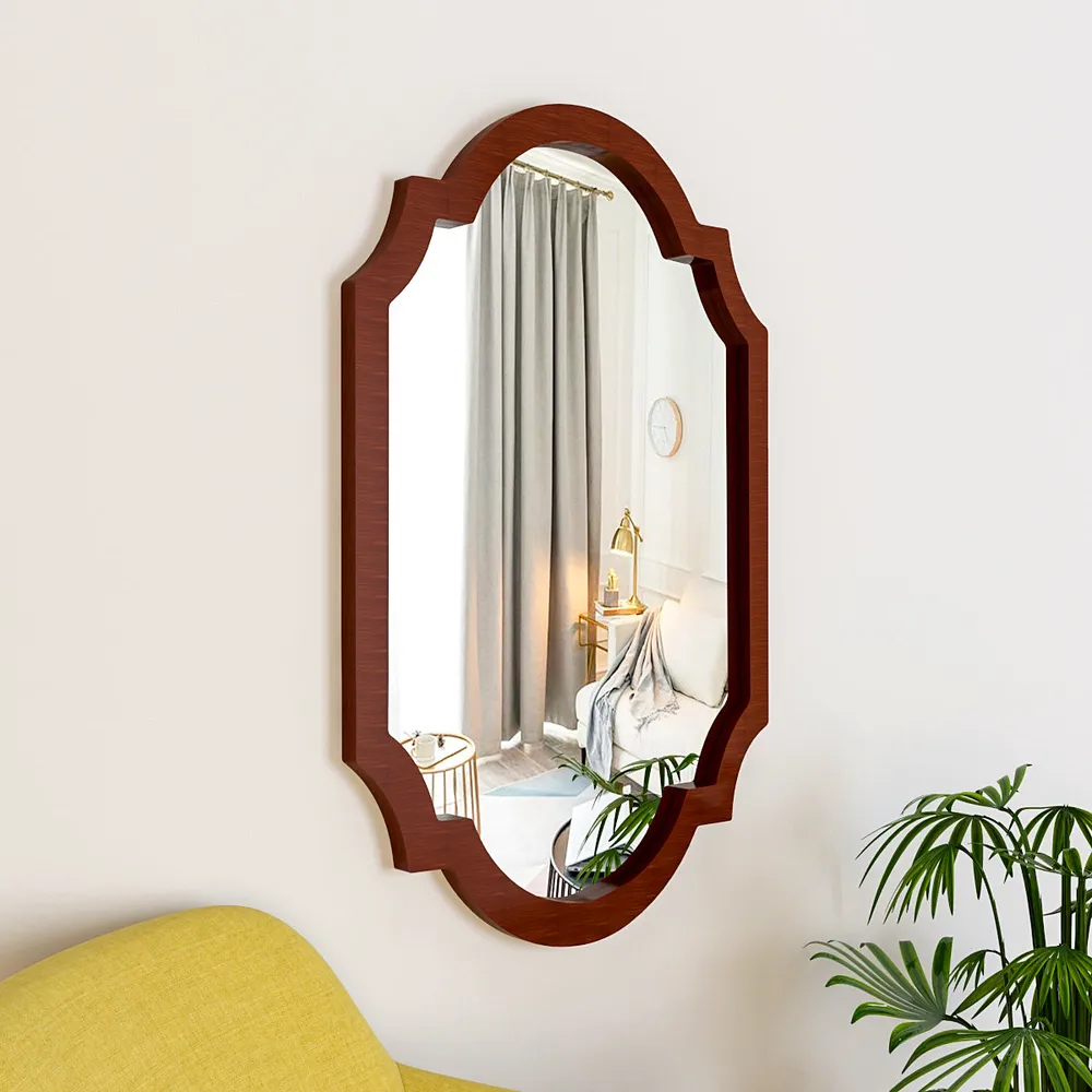Vintage Victorian Era-inspired Wooden Wall Mirror (Available in Multiple Finishes) Brown