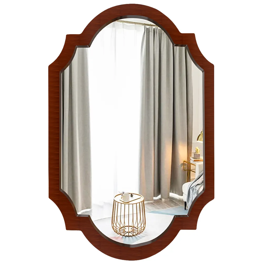 Vintage Victorian Era-inspired Wooden Wall Mirror (Available in Multiple Finishes) Brown