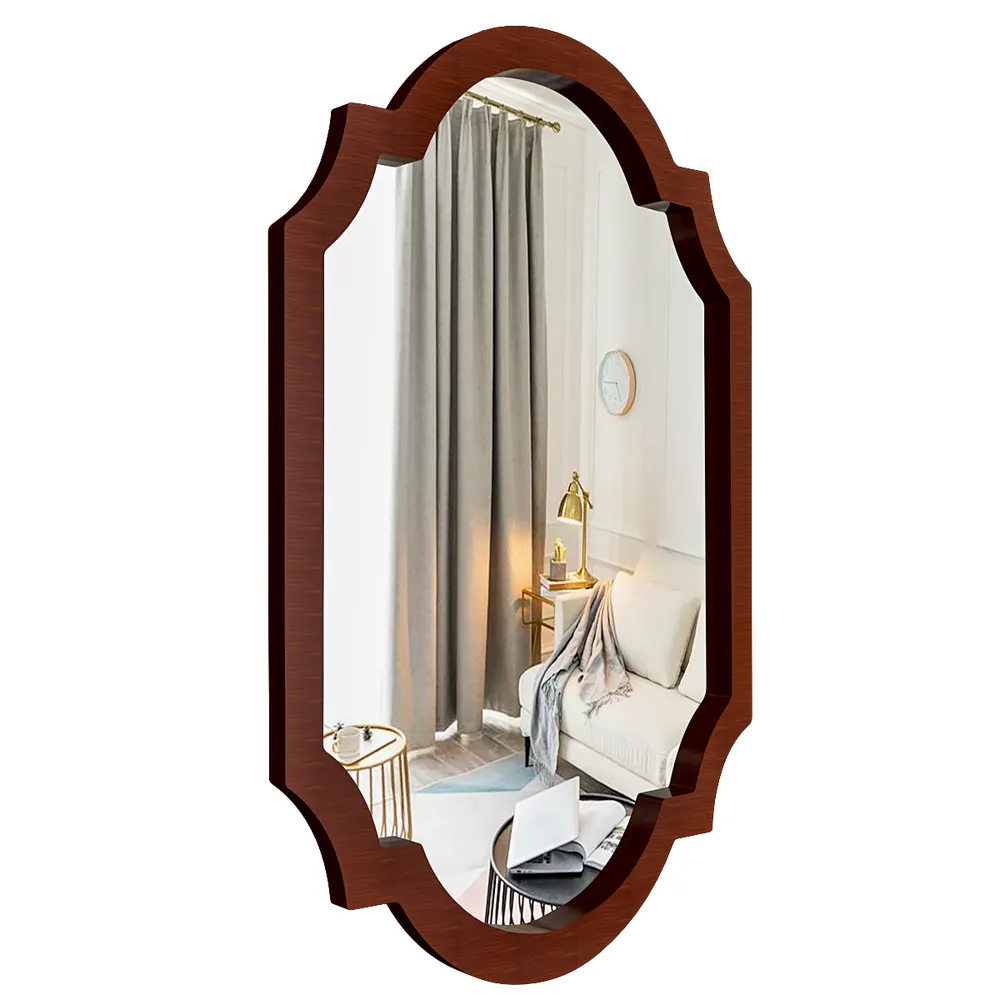 Vintage Victorian Era-inspired Wooden Wall Mirror (Available in Multiple Finishes) Brown