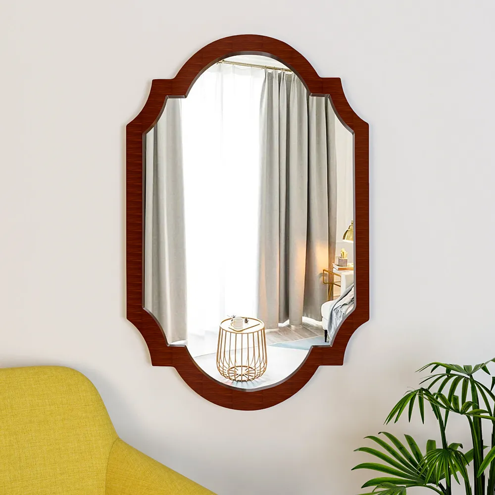Vintage Victorian Era-inspired Wooden Wall Mirror (Available in Multiple Finishes) Brown