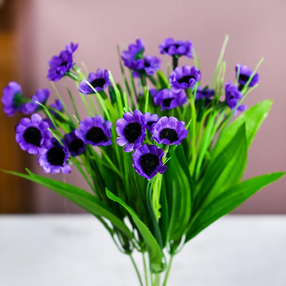 Violet Goldstrum Artificial Flower Bunch With Pot Single Piece
