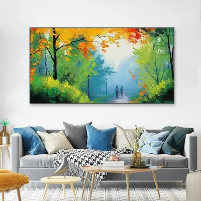Walk in The Park Relaxing Big Panoramic Canvas  Wall Painting