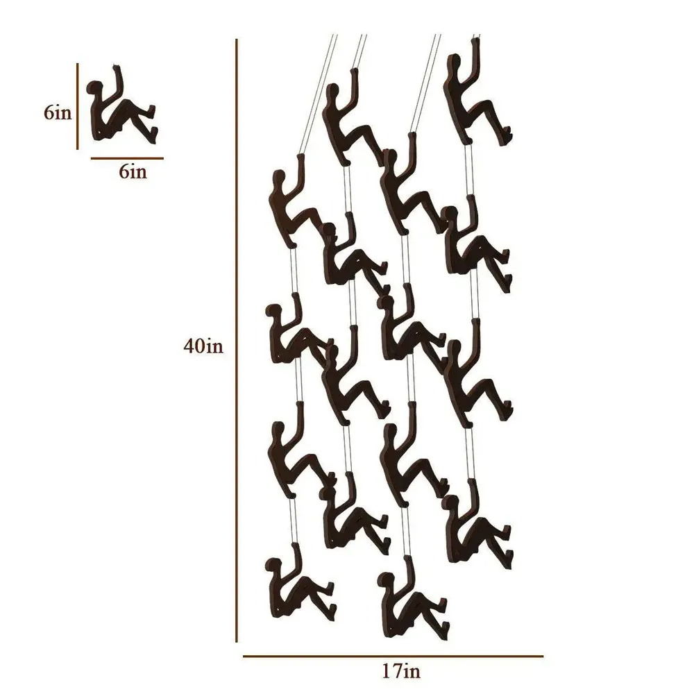 Wall Climbing Men Wood Wall Décor / Walnut Finish
