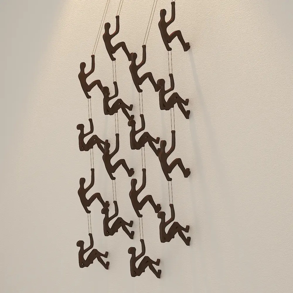 Wall Climbing Men Wood Wall Décor / Walnut Finish