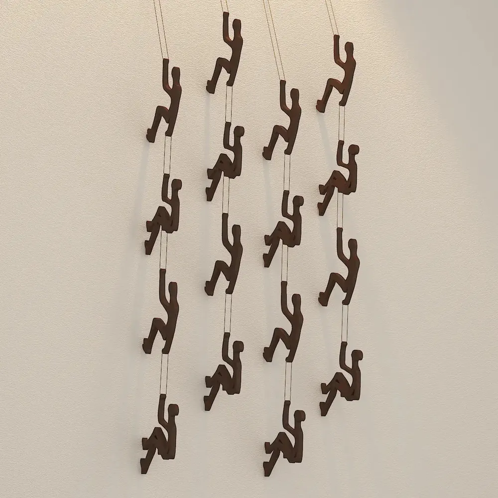 Wall Climbing Men Wood Wall Décor / Walnut Finish