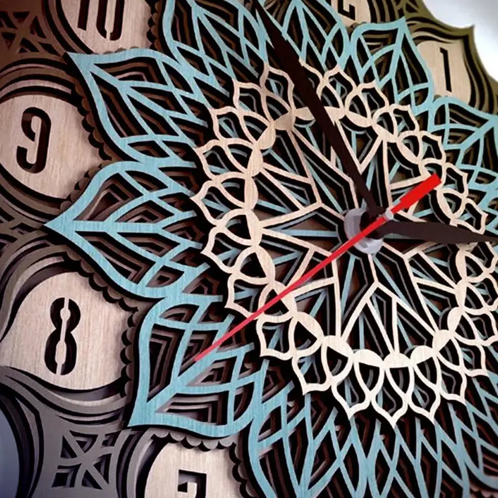 Wall Clock Design in Beautiful Mandala Art | Multi Layer Wooden Wall Clock