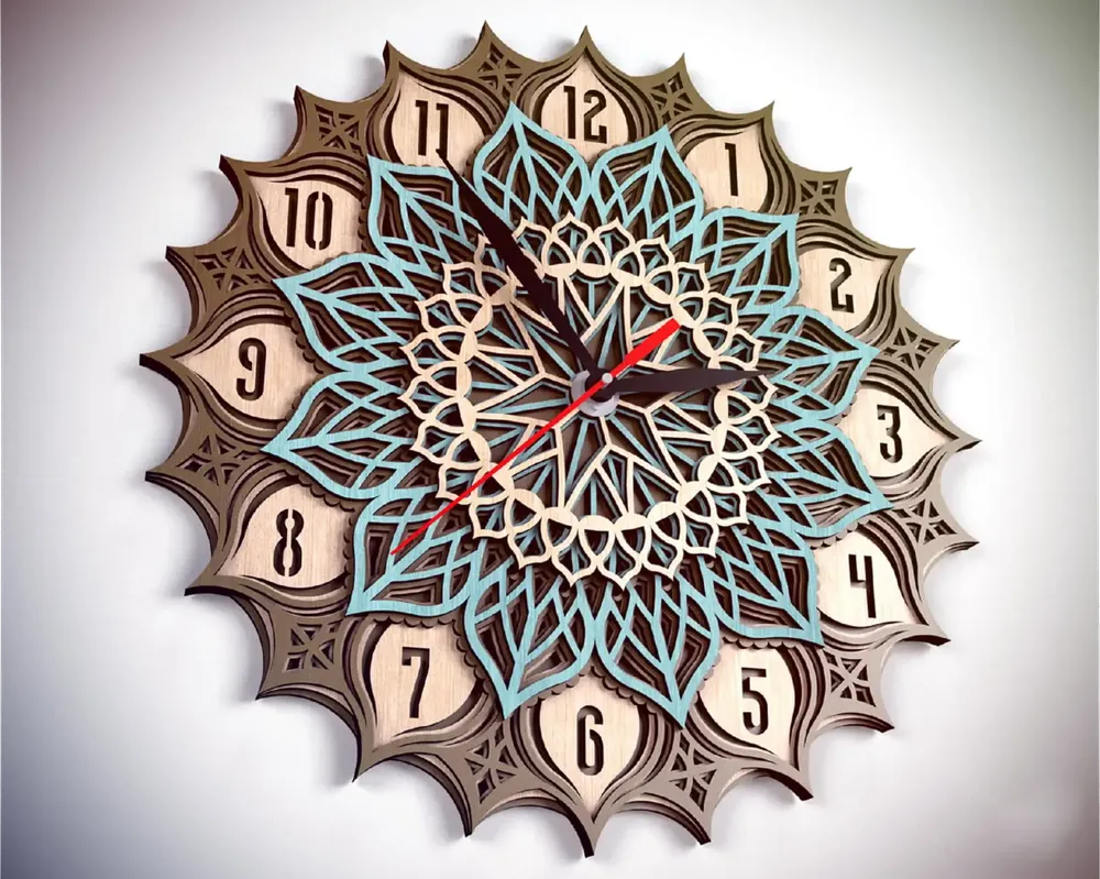 Wall Clock Design in Beautiful Mandala Art | Multi Layer Wooden Wall Clock