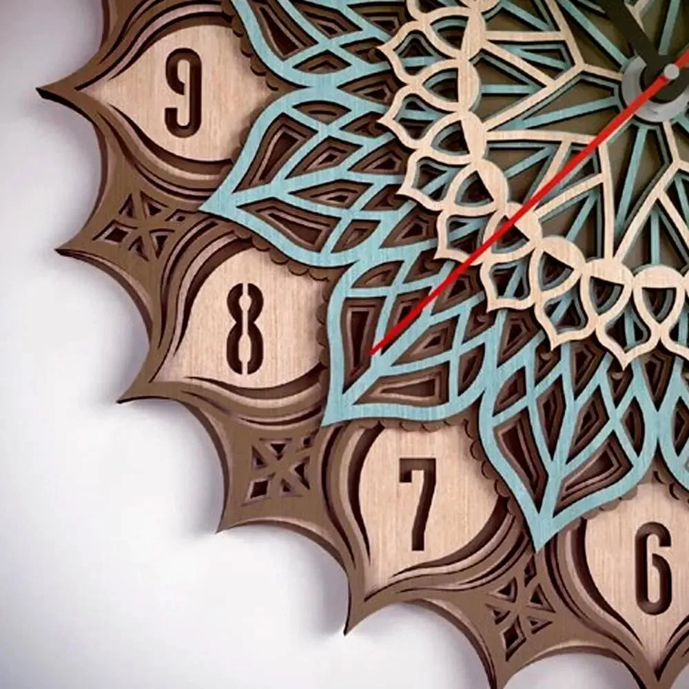 Wall Clock Design in Beautiful Mandala Art | Multi Layer Wooden Wall Clock