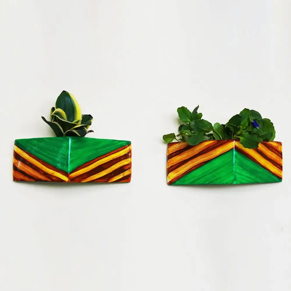 Wall Hanging planter with Hand Painted Design for Wall Decor Set of 10