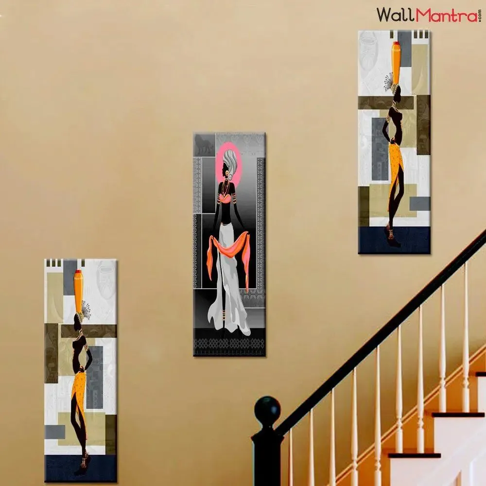 Wall Hanging Stretched and Framed on Wood Wall Painting