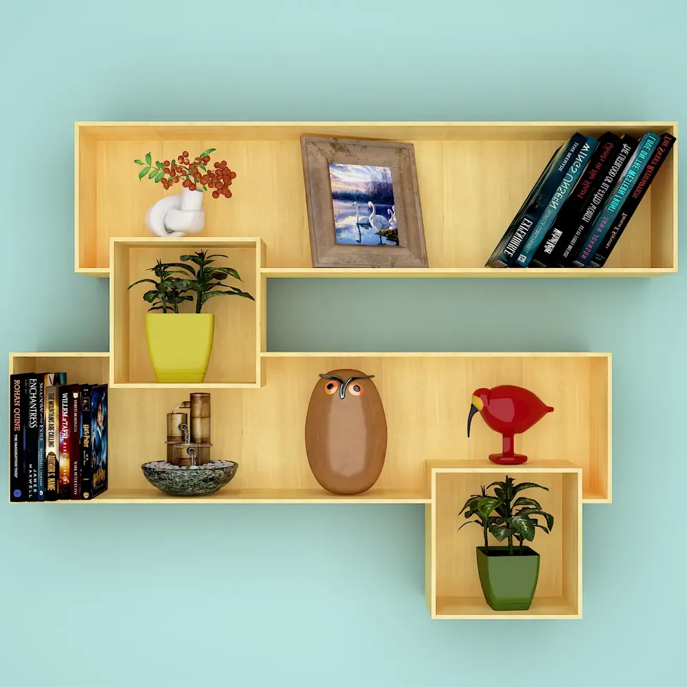 Wall Shelves for Living Room Decorative &amp; Stylish Book Shelf, Light Oak Finish