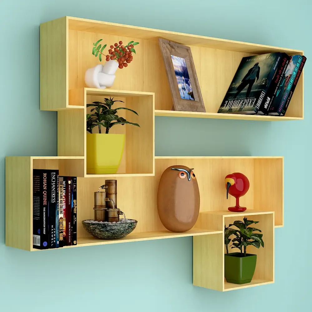 Wall Shelves for Living Room Decorative &amp; Stylish Book Shelf, Light Oak Finish
