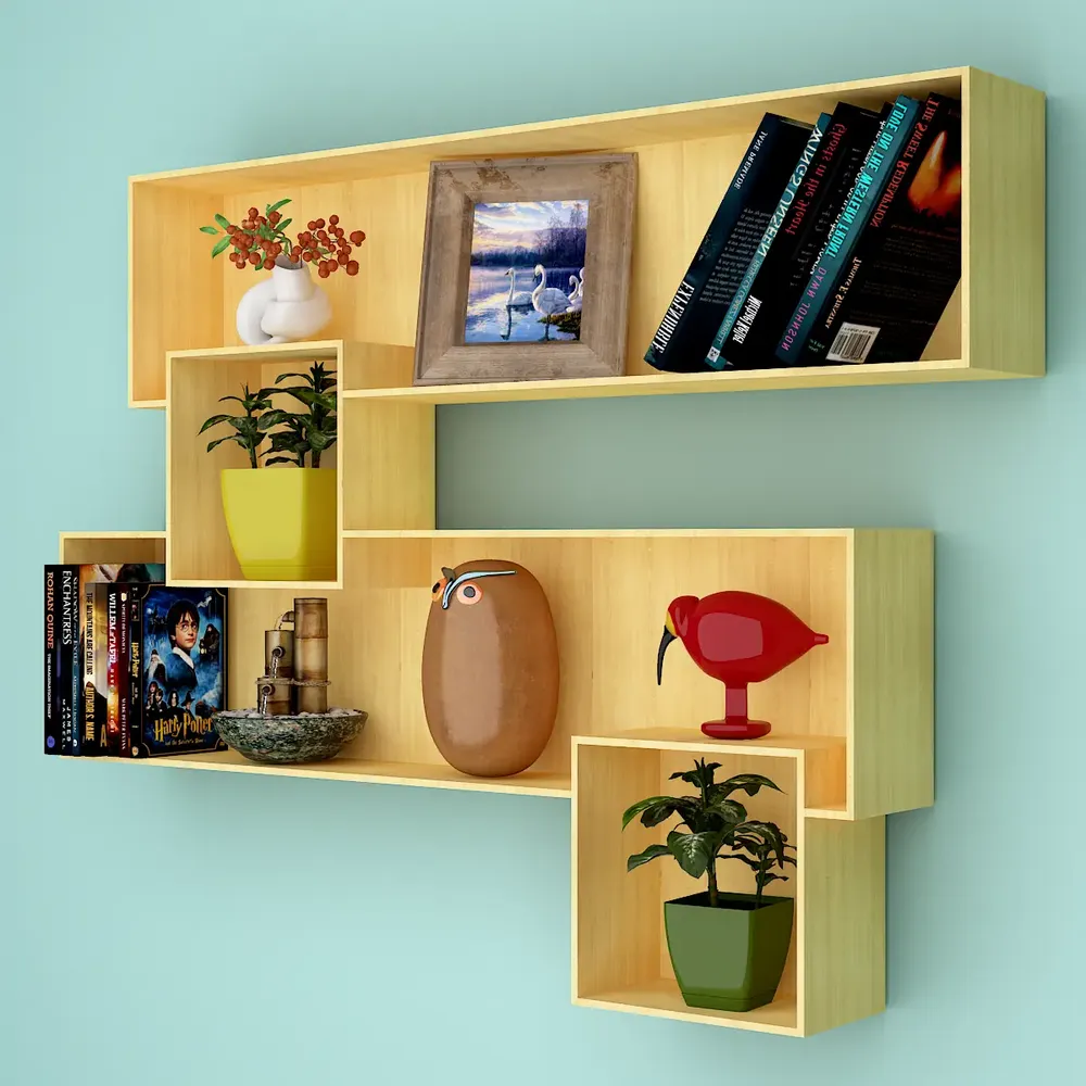 Wall Shelves for Living Room Decorative &amp; Stylish Book Shelf, Light Oak Finish