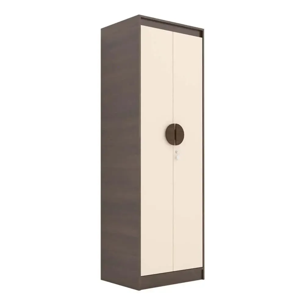 Walnut & Beige Solid Engineered 2 Door Wardrobe