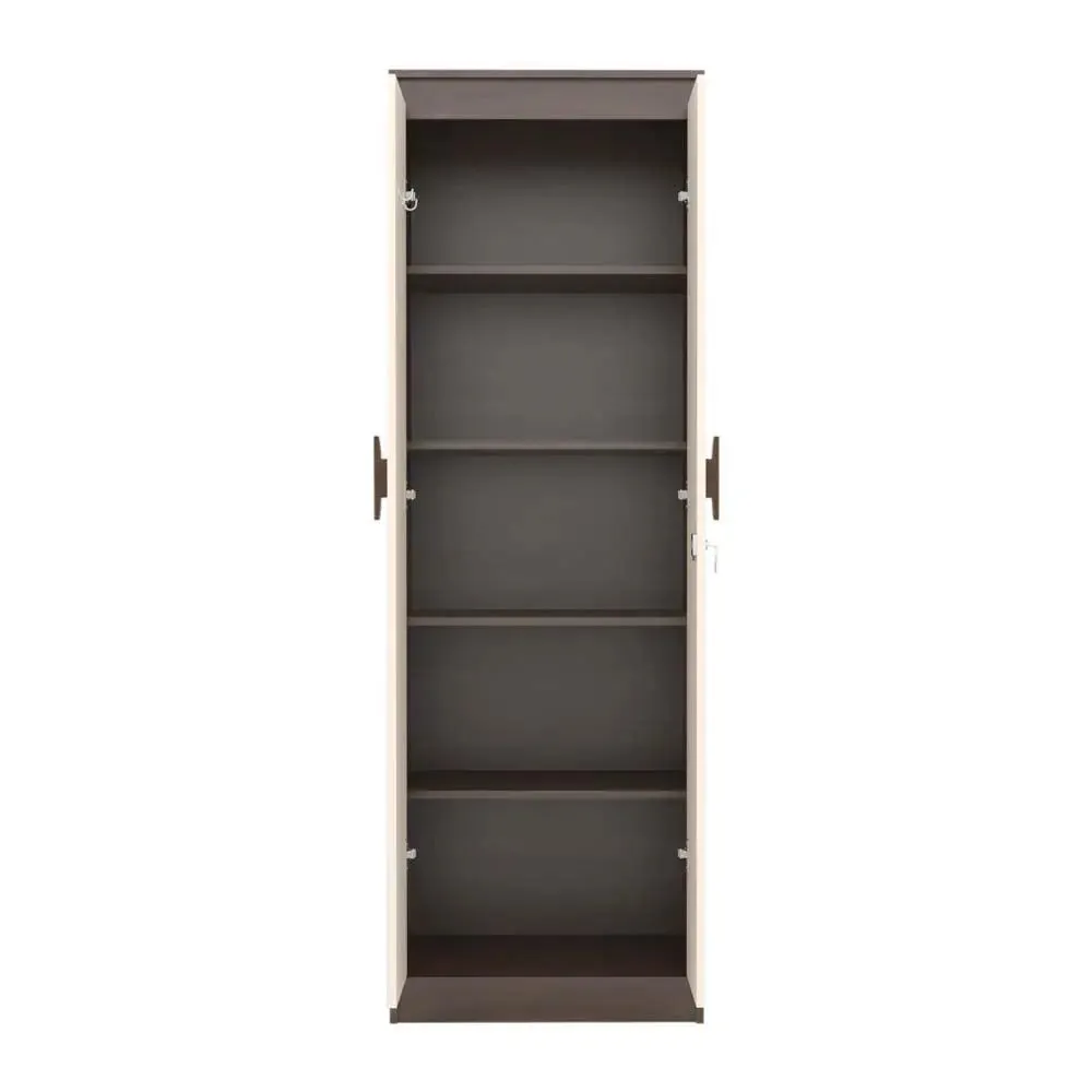 Walnut & Beige Solid Engineered 2 Door Wardrobe