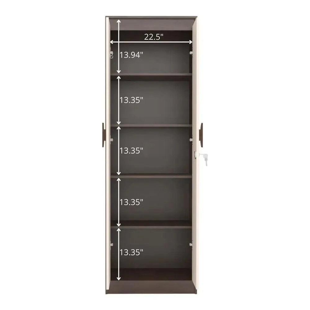 Walnut & Beige Solid Engineered 2 Door Wardrobe