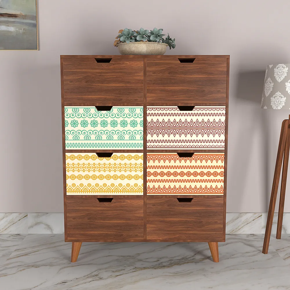 Walnut Brown Wooden Cabinet In Morrocan Design