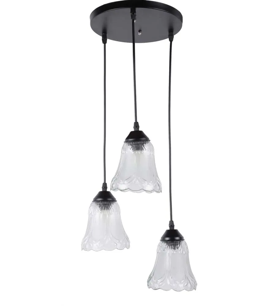 Warm Craved Bell Shaped Metal Encased Cluster Ceiling Light