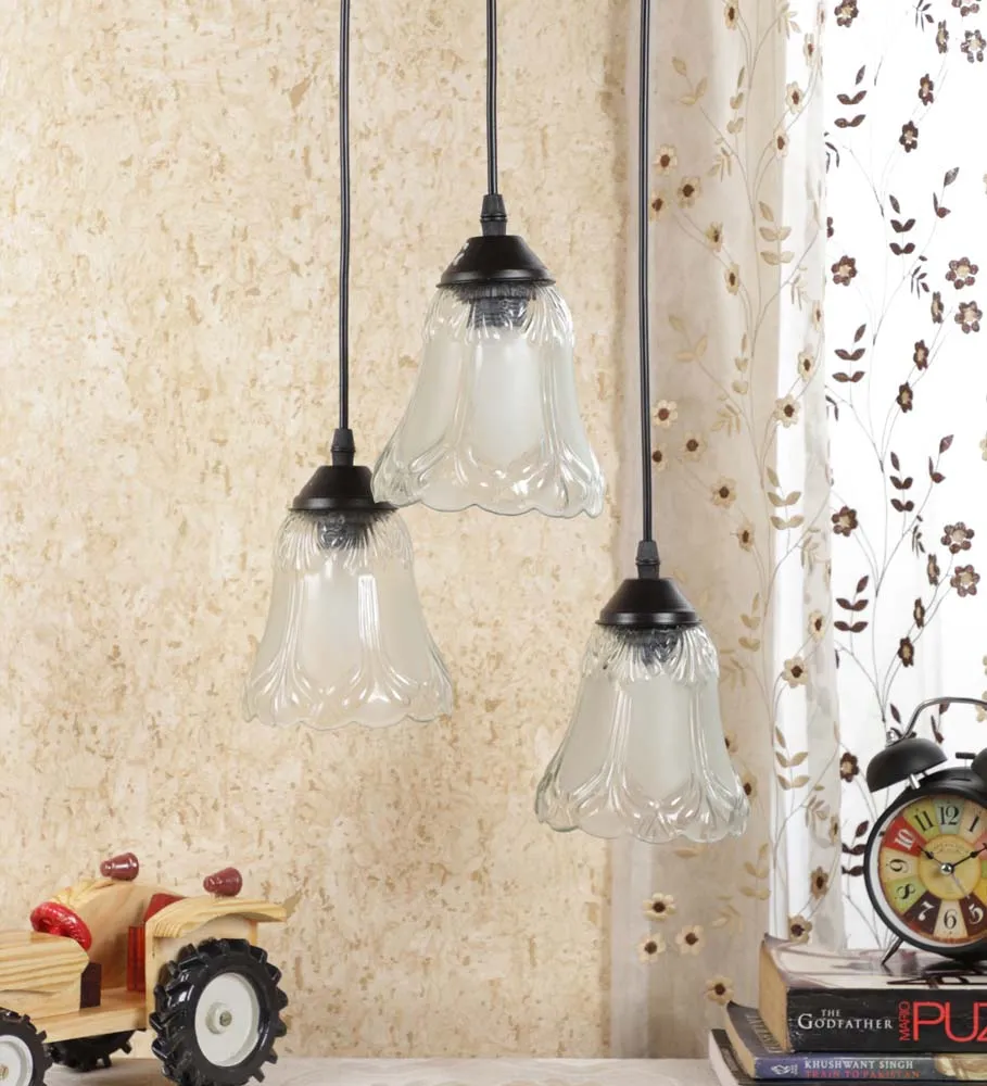 Warm Craved Bell Shaped Metal Encased Cluster Ceiling Light