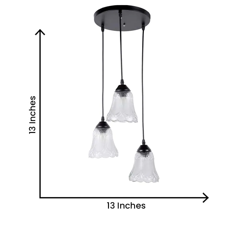 Warm Craved Bell Shaped Metal Encased Cluster Ceiling Light