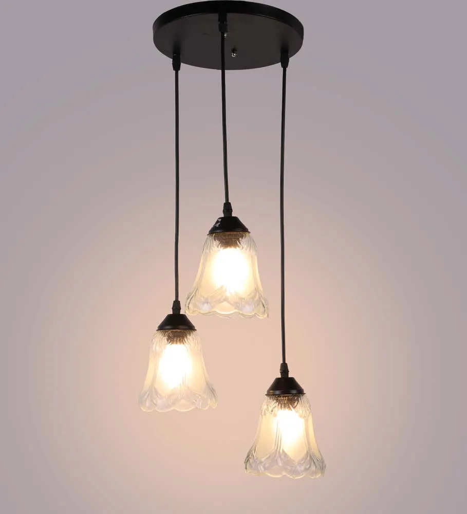 Warm Craved Bell Shaped Metal Encased Cluster Ceiling Light