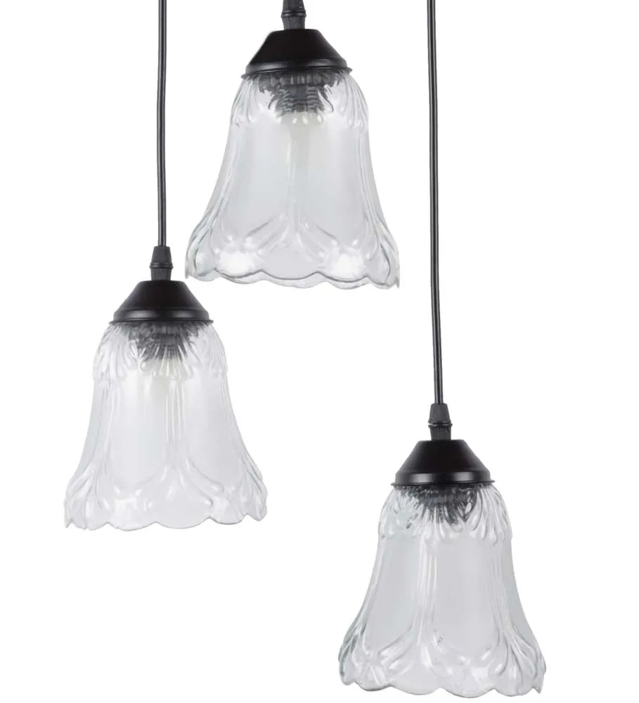 Warm Craved Bell Shaped Metal Encased Cluster Ceiling Light