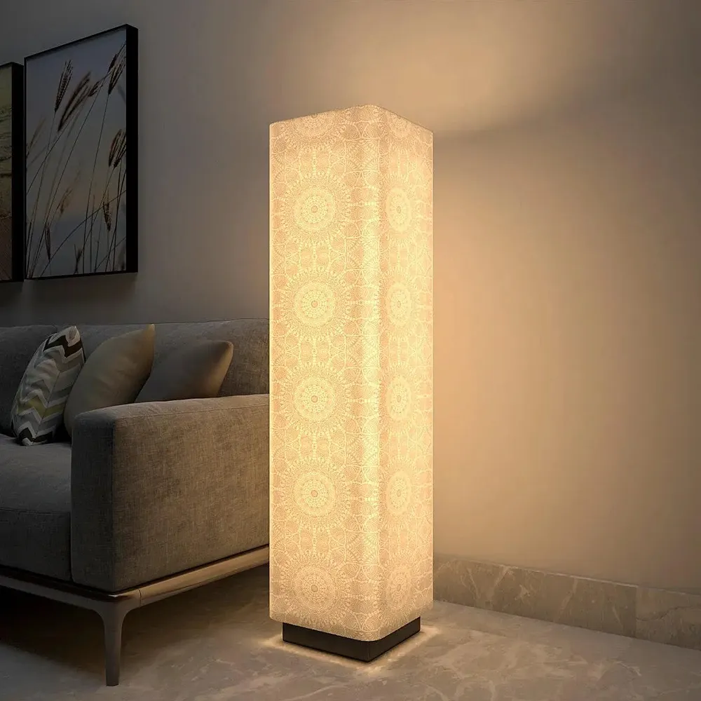 Warm Mandala Glow Rectangle Floor Lamp