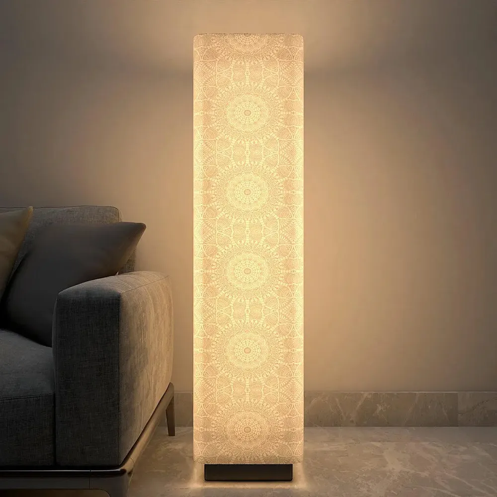 Warm Mandala Glow Rectangle Floor Lamp