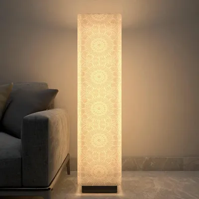 Warm Mandala Glow Rectangle Floor Lamp