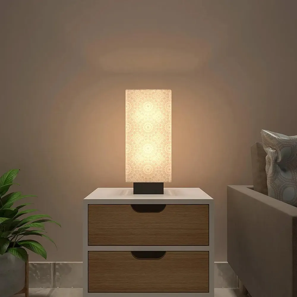 Warm Mandala Glow Rectangle Table Lamp