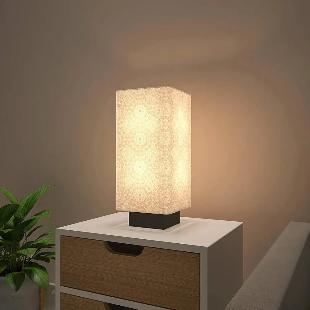 Warm Mandala Glow Rectangle Table Lamp