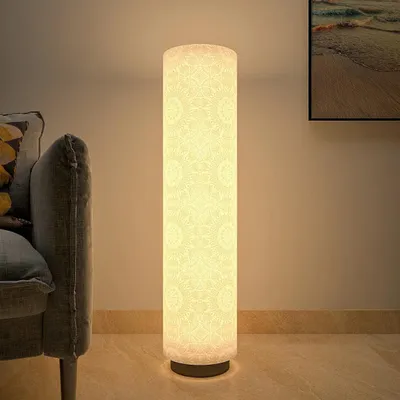 Warm Mandala Glow Round Floor Lamp