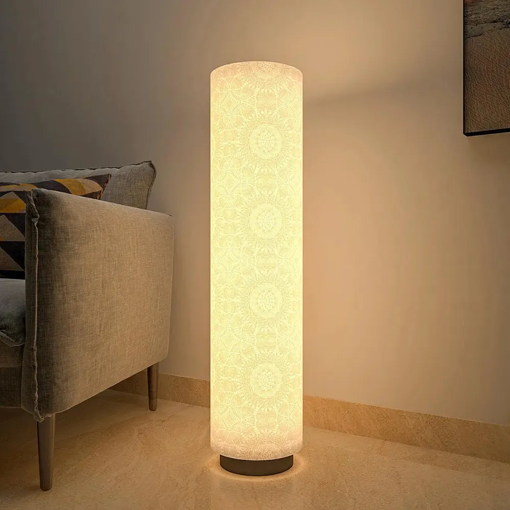 Warm Mandala Glow Round Floor Lamp