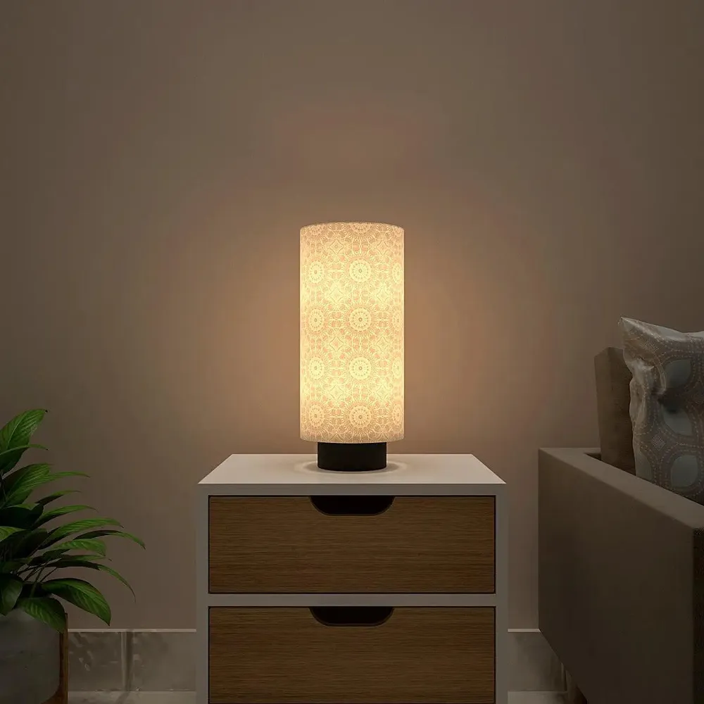 Warm Mandala Glow Round Table Lamp