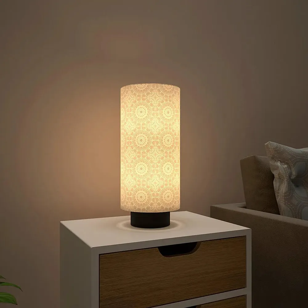 Warm Mandala Glow Round Table Lamp