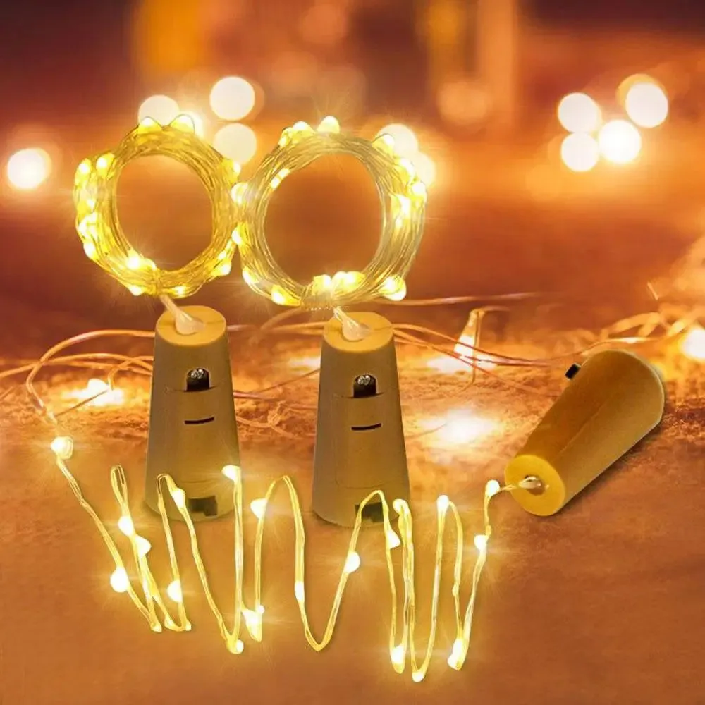 Warm White Fairy LED String Lights With Bottle Cork- Set of 3
