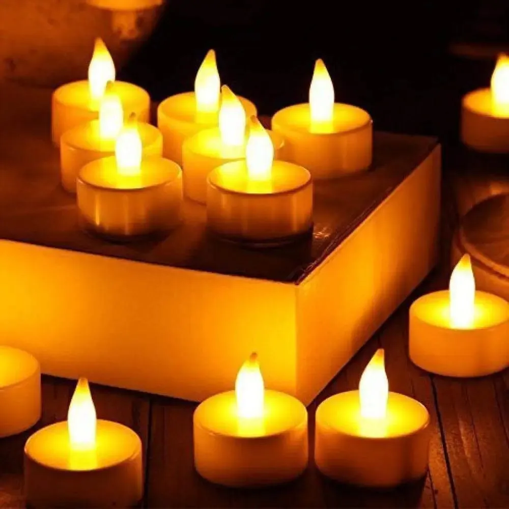 Warm White Festive Diya LED Light Candle - Set of 12