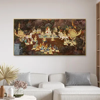 Wat Phra Kaew Ramayana’s story Framed Wall Art