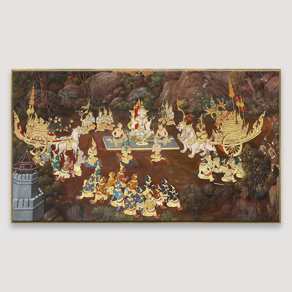 Wat Phra Kaew Ramayana’s story Framed Wall Art With Frame