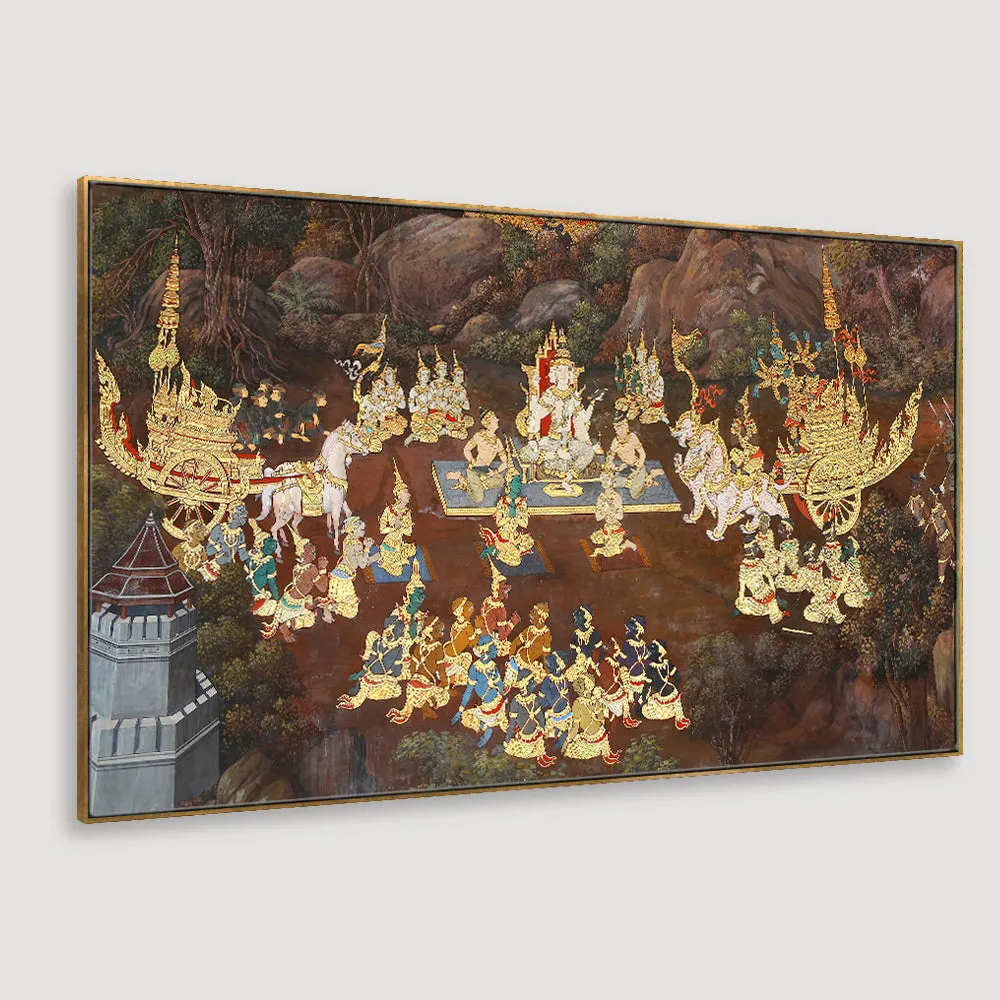 Wat Phra Kaew Ramayana’s story Framed Wall Art With Frame