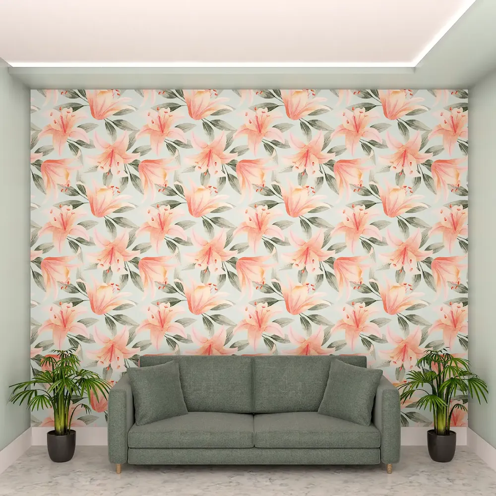 Watercolor Floral Pattern Wallpaper / High Quality Woven WallPaper /  size 12 ft x 10 ft