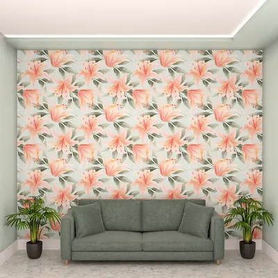 Watercolor Floral Pattern Wallpaper / High Quality Woven WallPaper /  size 12 ft x 10 ft