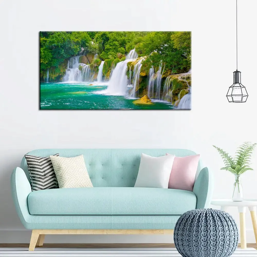 Waterfall Jungle Nature Scenery Canvas  Wall Painting With Frame