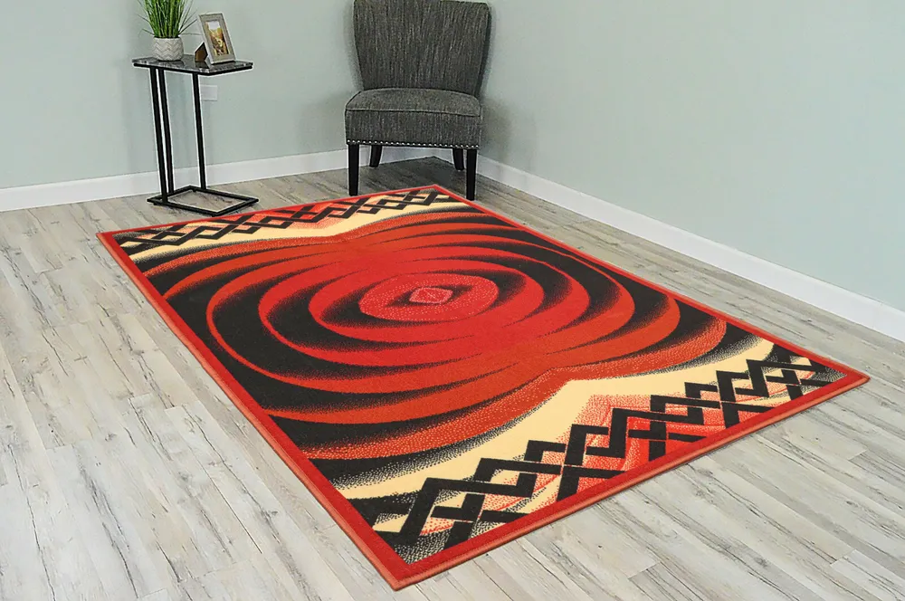 Wave Pattern Orange & Black Premium Quality Area Carpet