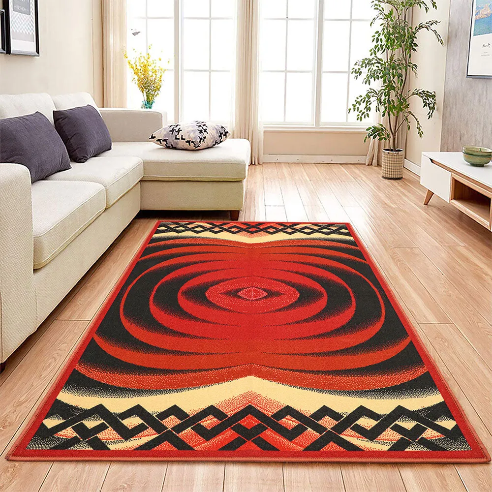 Wave Pattern Orange & Black Premium Quality Area Carpet