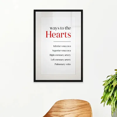 Ways to Hearts' Framed Wall Art Decor for Cardiologist Clinic / Gift for Doctor