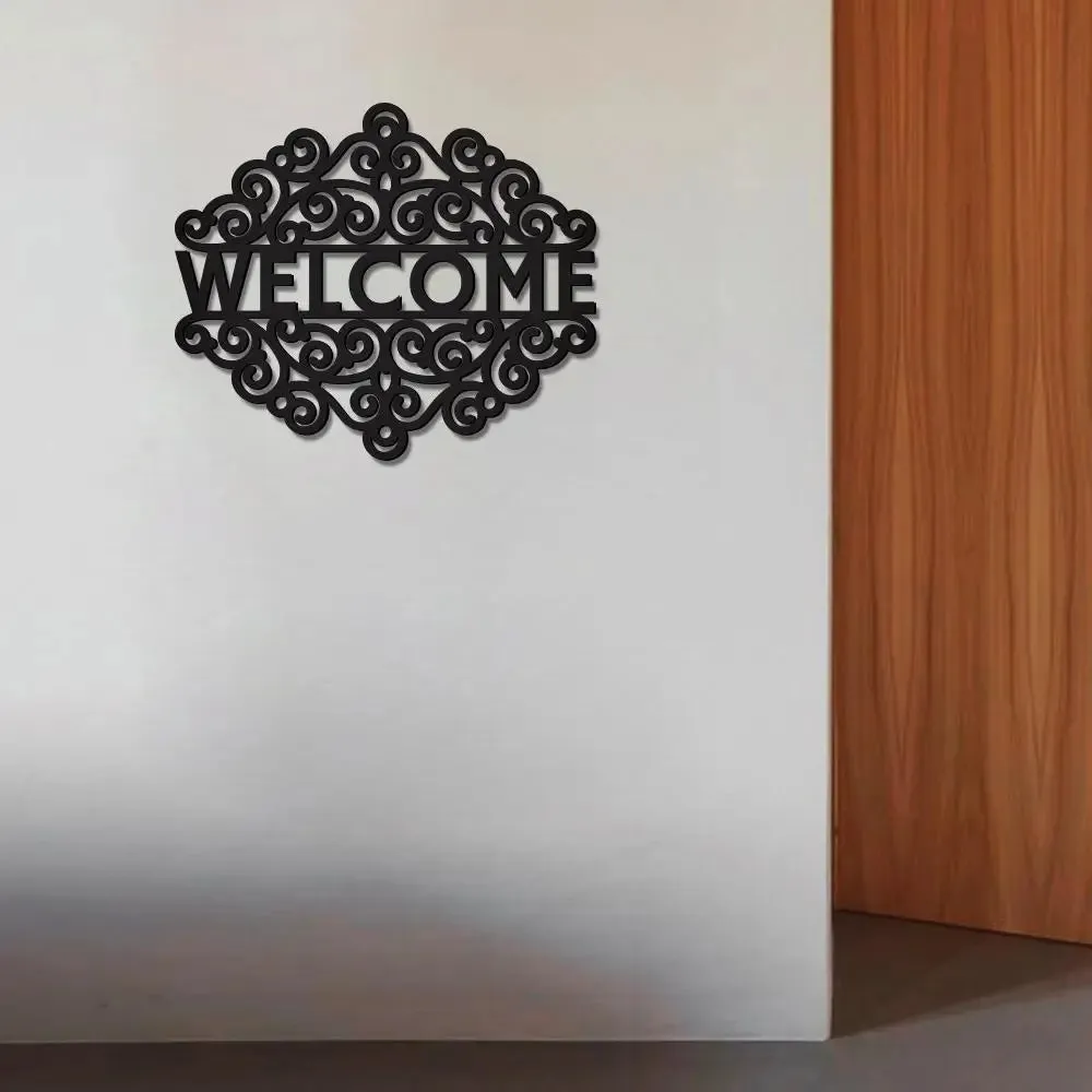 Welcome Design Wooden Wall Hanging, Living Room Wooden Wall Decoration Medium(15 inch X 17 inch)