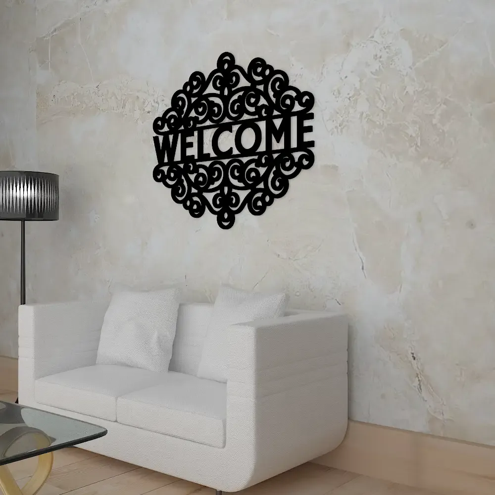 Welcome Design Wooden Wall Hanging, Living Room Wooden Wall Decoration Medium(15 inch X 17 inch)