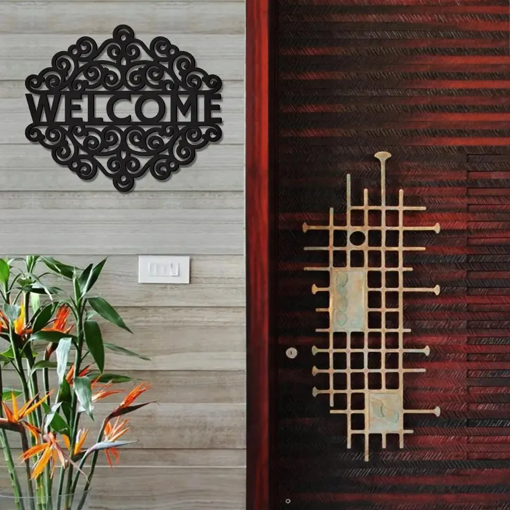 Welcome Design Wooden Wall Hanging, Living Room Wooden Wall Decoration Medium(15 inch X 17 inch)
