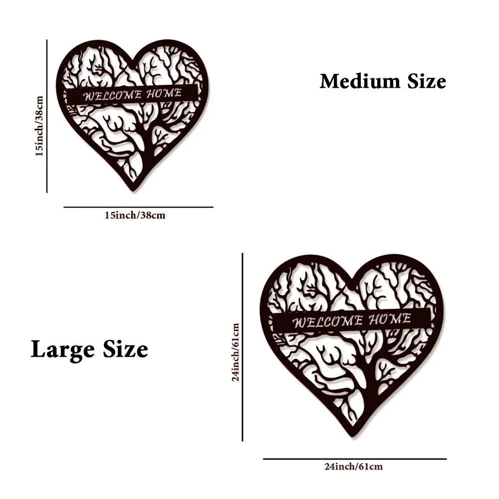 Welcome Home With Heart Shape Design Wooden Wall Hanging, Wooden Wall Decoration Medium(15 inch X 15 inch)